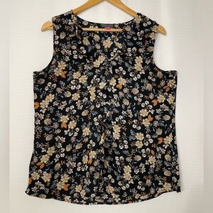 Vince Camuto Black Floral Sleeveless Blouse